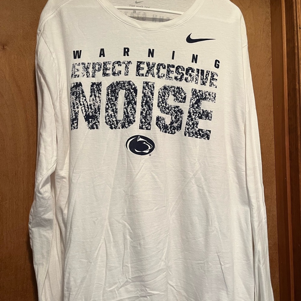 Nike Penn State White Long Sleeve Tee with Blue Graphic